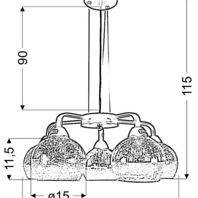 Designové závěsné osvětlení CROMINA - 5xE27, 60W, chromované