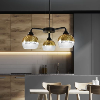 Designové závěsné osvětlení CROMINA - 3xE27, 60W, černé / zlaté