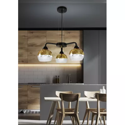 Designové závěsné osvětlení CROMINA - 3xE27, 60W, černé / zlaté