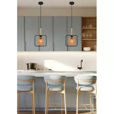 Závěsné skandinávské osvětlení CROWN - 1xE27, 40W, černé / béžové