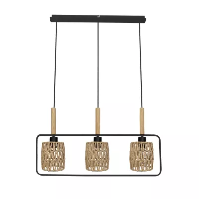 Závěsné skandinávské světlo nad jídelní stůl CROWN - 3xE27, 40W, černé / béžové