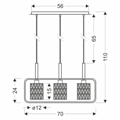 Závěsné skandinávské světlo nad jídelní stůl CROWN - 3xE27, 40W, černé / béžové