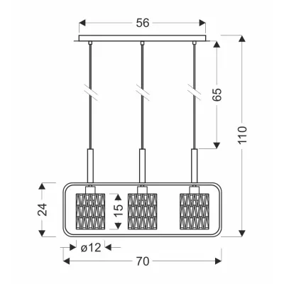 Závěsné skandinávské světlo nad jídelní stůl CROWN - 3xE27, 40W, černé / béžové