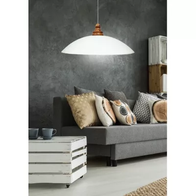 Závěsný moderní lustr na lanku DAKO - 1xE27, 60W, chromovaný / bílý