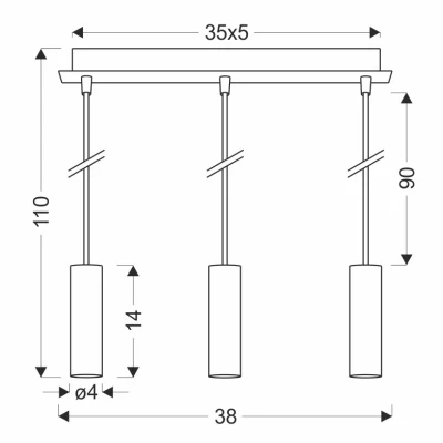 Závěsné moderní osvětlení nad jídelní stůl DALLAS 3 - 3xE27, 40W, zlaté