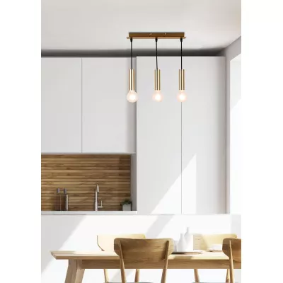 Závěsné moderní osvětlení nad jídelní stůl DALLAS 3 - 3xE27, 40W, zlaté