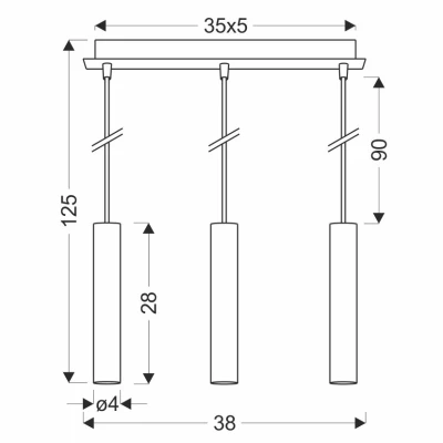 Moderní závěsné světlo nad jídelní stůl DALLAS 4 - 3xE27, 40W, zlaté