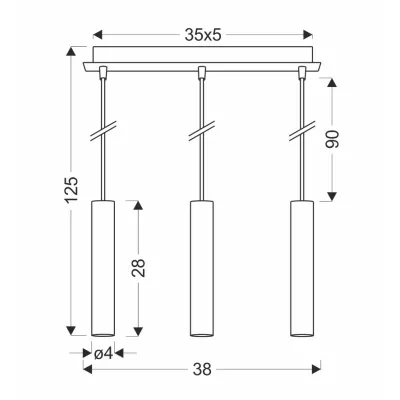 Moderní závěsné světlo nad jídelní stůl DALLAS 4 - 3xE27, 40W, zlaté