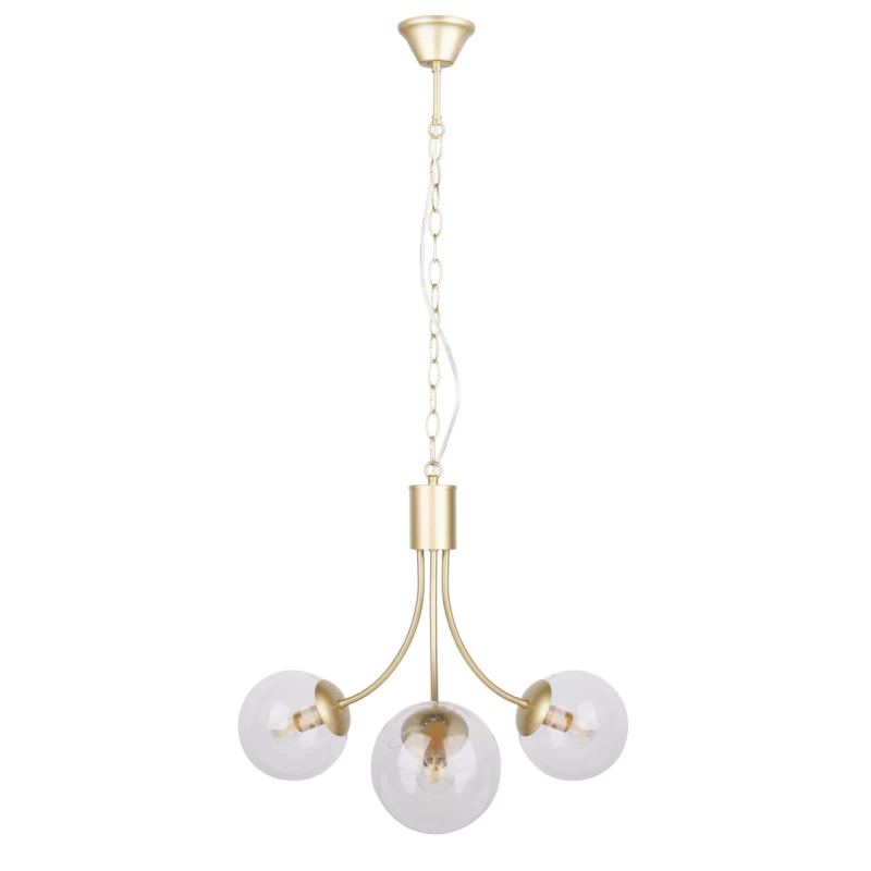 Závěsné tříramenné svítidlo na řetězu DANI - 3xE14, 40W, mosazné / čiré