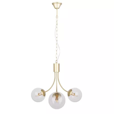 Závěsné tříramenné svítidlo na řetězu DANI - 3xE14, 40W, mosazné / čiré