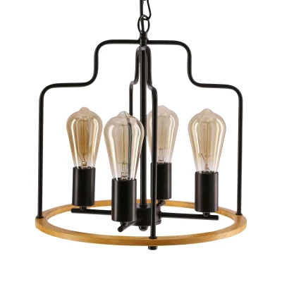 Závěsné kruhové osvětlení DATUS - 4xE27, 40W, černé / hnědé