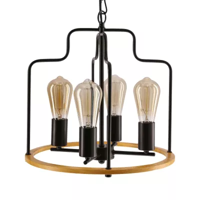 Závěsné kruhové osvětlení DATUS - 4xE27, 40W, černé / hnědé