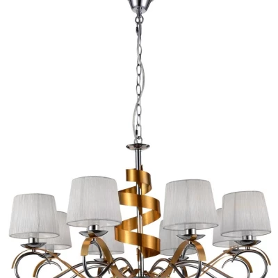 Závěsné osmiramenné světlo DENIS - 8xE14, 40W, chromované / zlaté