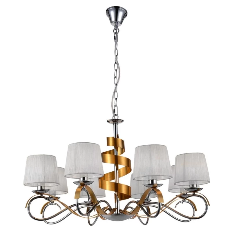 Závěsné osmiramenné světlo DENIS - 8xE14, 40W, chromované / zlaté