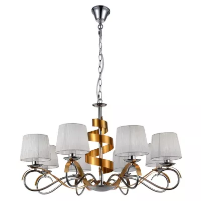 Závěsné osmiramenné světlo DENIS - 8xE14, 40W, chromované / zlaté