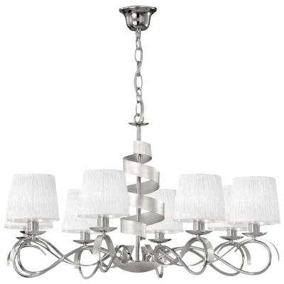 Závěsné osmiramenné světlo DENIS - 8xE14, 40W, chromované / bílé