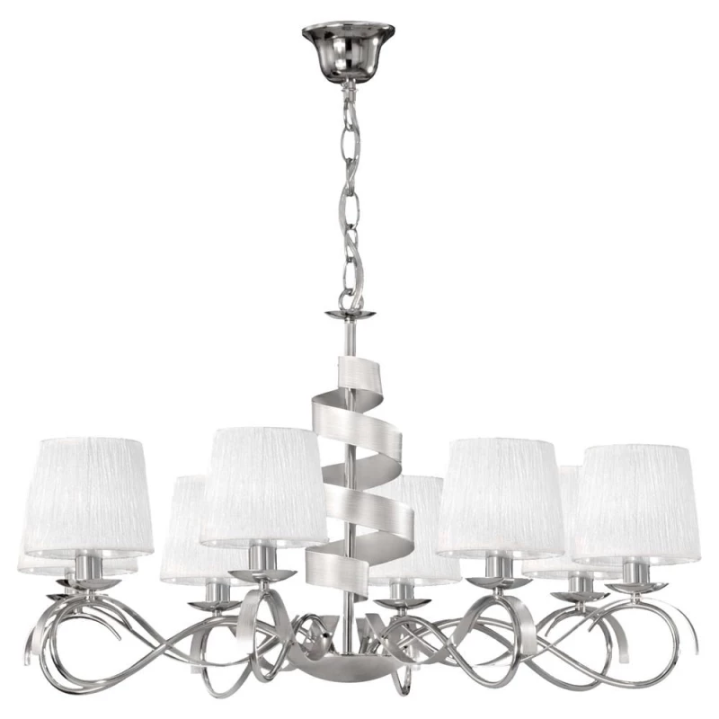 Závěsné osmiramenné světlo DENIS - 8xE14, 40W, chromované / bílé