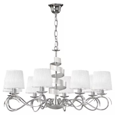 Závěsné osmiramenné světlo DENIS - 8xE14, 40W, chromované / bílé