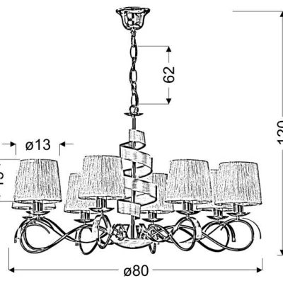Závěsné osmiramenné světlo DENIS - 8xE14, 40W, chromované / bílé
