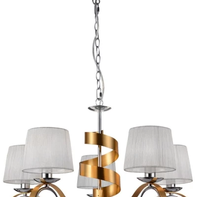 Závěsné pětiramenné světlo DENIS - 5xE14, 40W, chromované / zlaté