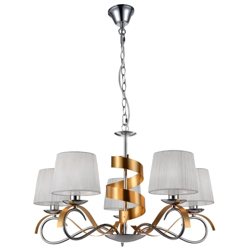 Závěsné pětiramenné světlo DENIS - 5xE14, 40W, chromované / zlaté