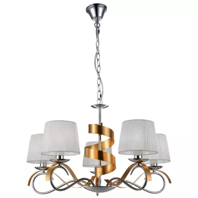 Závěsné pětiramenné světlo DENIS - 5xE14, 40W, chromované / zlaté