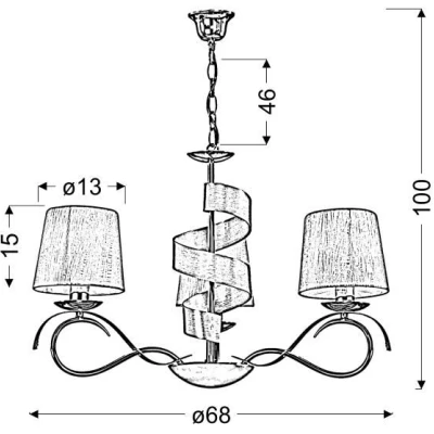 Závěsné tříramenné světlo DENIS - 3xE14, 40W, chromované / zlaté