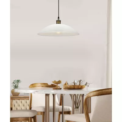 Závěsné osvětlení DEXTER - 1xE27, 60W, 40cm, kulaté, hnědé / patina / bílé