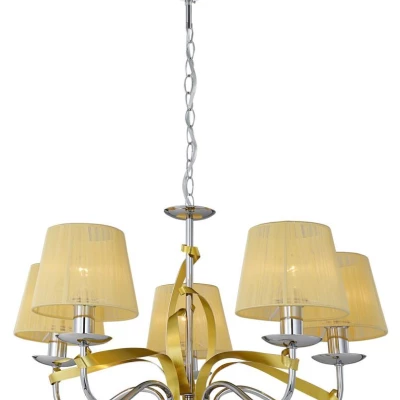 Moderní závěsné pětiramenné osvětlení DIVA - 5xE14, 40W, chromované / zlaté