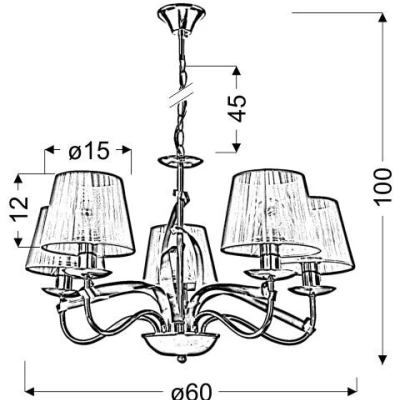 Moderní závěsné pětiramenné osvětlení DIVA - 5xE14, 40W, chromované / zlaté
