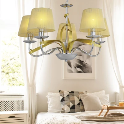 Moderní závěsné pětiramenné osvětlení DIVA - 5xE14, 40W, chromované / zlaté