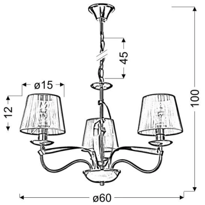 Moderní závěsné tříramenné osvětlení DIVA - 3xE14, 40W, chromované / zlaté