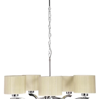 Závěsné pětiramenné osvětlení DRAGA - 5xE27, 60W, chromované / krémové