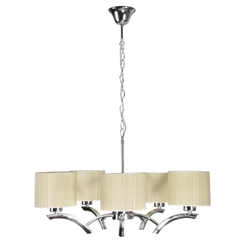 Závěsné pětiramenné osvětlení DRAGA - 5xE27, 60W, chromované / krémové