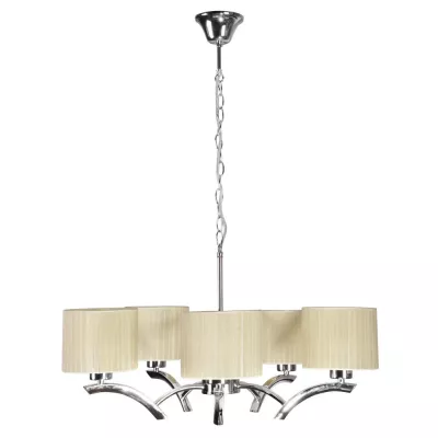 Závěsné pětiramenné osvětlení DRAGA - 5xE27, 60W, chromované / krémové