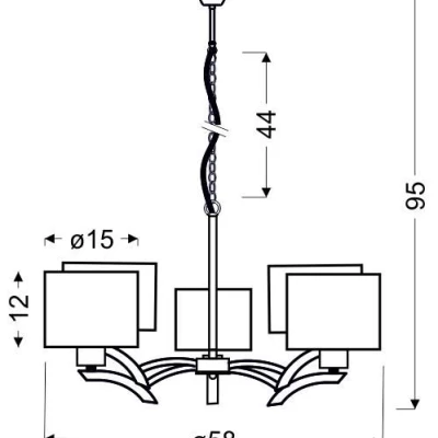 Závěsné pětiramenné osvětlení DRAGA - 5xE27, 60W, chromované / krémové