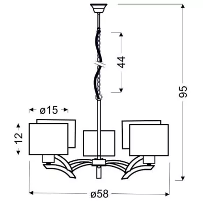 Závěsné pětiramenné osvětlení DRAGA - 5xE27, 60W, chromované / krémové