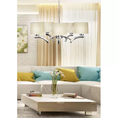 Závěsné pětiramenné osvětlení DRAGA - 5xE27, 60W, chromované / krémové