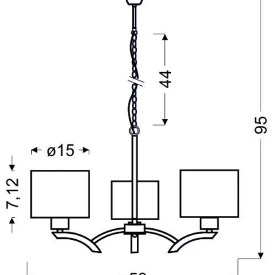 Závěsné tříramenné osvětlení DRAGA - 3xE27, 60W, chromované / krémové