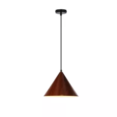Závěsné skandinávské osvětlení DUNCA - 1xE27, 40W, 25cm, kulaté, ořech, černé