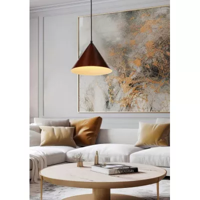 Závěsné skandinávské osvětlení DUNCA - 1xE27, 40W, 25cm, kulaté, ořech, černé