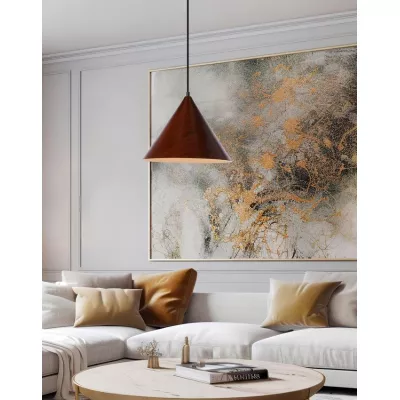 Závěsné skandinávské osvětlení DUNCA - 1xE27, 40W, 32cm, kulaté, ořech, černé