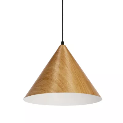 Závěsné skandinávské osvětlení DUNCA - 1xE27, 40W, 32cm, kulaté, dub, černé