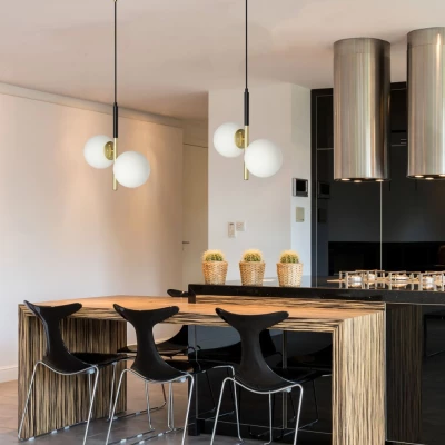 Moderní závěsné osvětlení DUO - 2xE14, 15W, zlaté / bílé