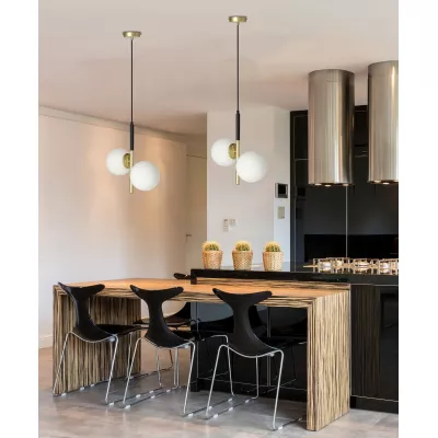 Moderní závěsné osvětlení DUO - 2xE14, 15W, zlaté / bílé