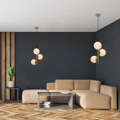 Moderní závěsné osvětlení DUO - 3xE14, 15W, zlaté / bílé