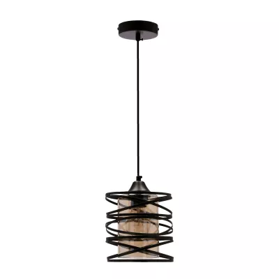 Moderní závěsné svítidlo ELUNA - 1xE27, 60W, černé / jantarové