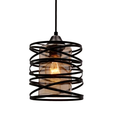 Moderní závěsné svítidlo ELUNA - 1xE27, 60W, černé / jantarové