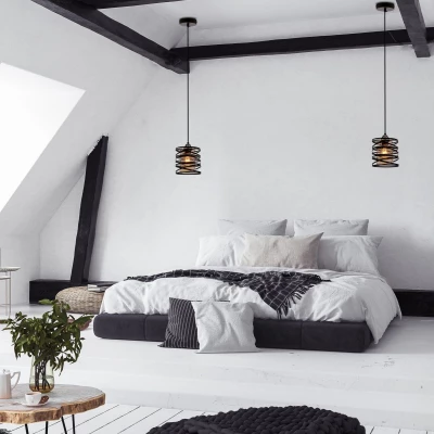 Moderní závěsné svítidlo ELUNA - 1xE27, 60W, černé / jantarové