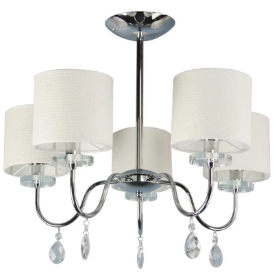 Moderní závěsné pětiramenné osvětlení ESTERA - 5xE14, 40W, chromované / bílé